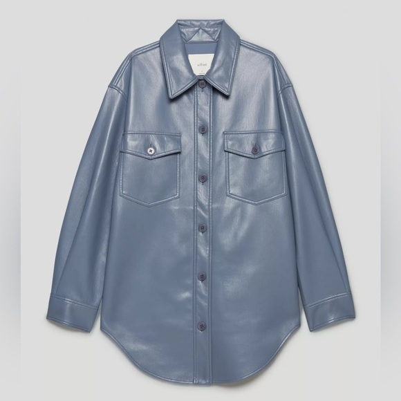 NWOT Aritzia Wilfred The Ganna Shirt Jacket Vegan Leather‎ Shacket Gray M - Picture 17 of 17